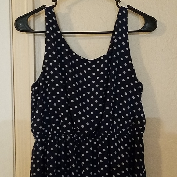 Lucid Pink Navy W/White Polka Dots High Low Dress - Picture 3 of 6